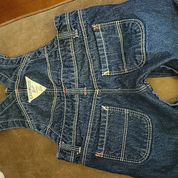 OshKosh B’gosh Girl Embroidery Denium Blue Overalls Hearts Country Farm 6 Months - Picture 11 of 13